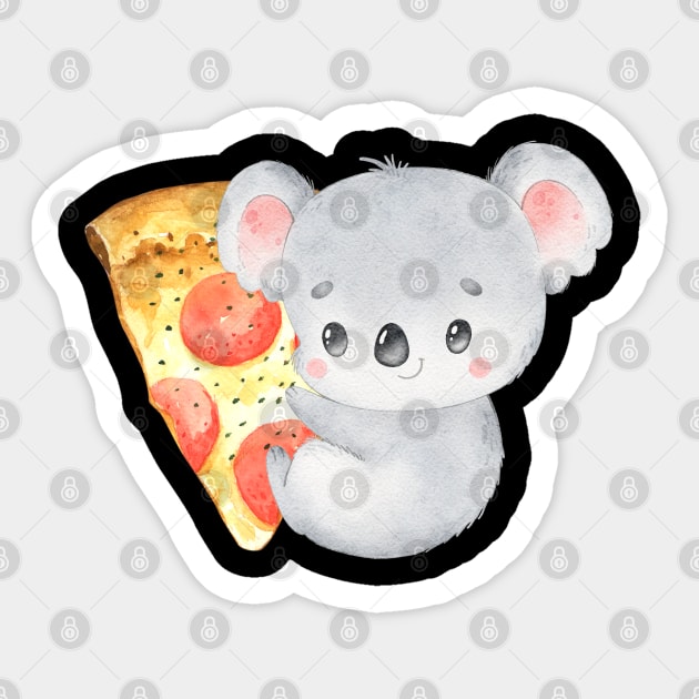 Cute Koala eats pizza perfect gift for pizza and koala lovers and pizza addicts Sticker by BoogieCreates